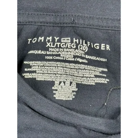 TOMMY HILFIGER‎ Long Sleeve Shirt Kids Boys XL Blue Logo Embroidered Pullover - Picture 9 of 9